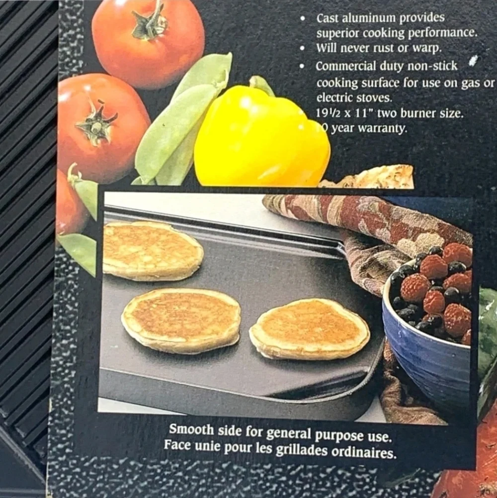 NORDIC WARE Cast Aluminum Reversible 2 Burner Grill Griddle New Gas Electric NEW
